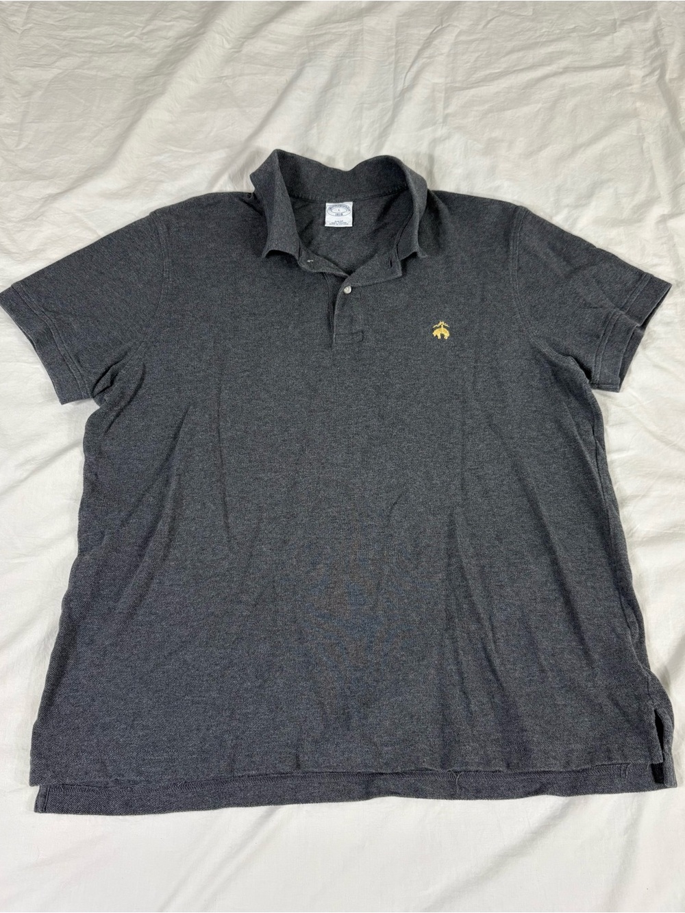 Brooks Brothers Mens Dark Gray Short Sleeve Cotton Polo Shirt L